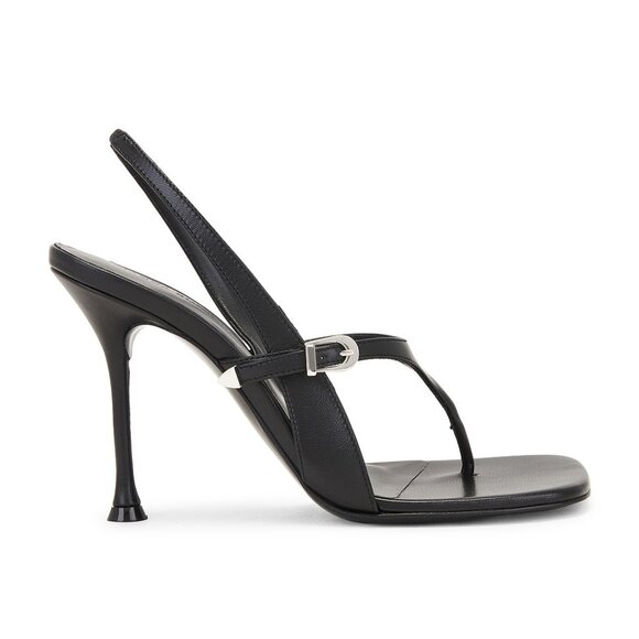 NEW Magda Butrym Sling Back Sandal in Black LEATHER HEEL OPEN TOE - Picture 3 of 10